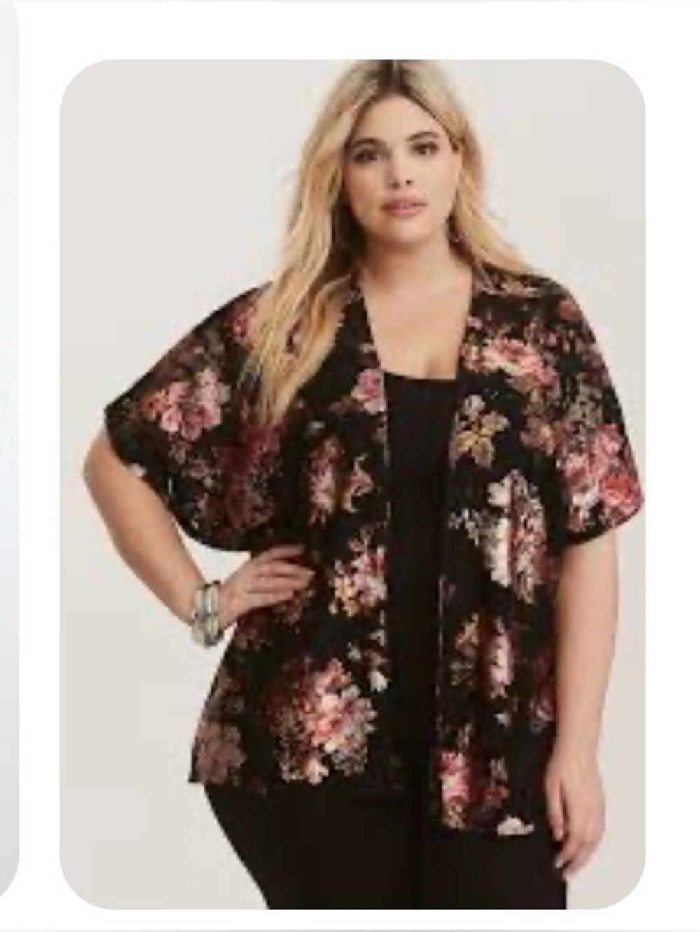 Torrid Black Floral Lace Metallic Kimono Size 5X